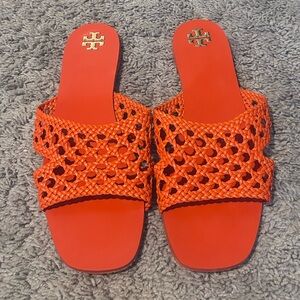 Tory Burch Woven Slide Sandals Womens 9 Luxury Designer Casual Chic Summer